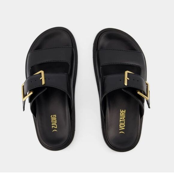 Zadig & Voltaire Alpha Cecilia real leather Sandal in Noir. 41/9.5-10 - Picture 1 of 15